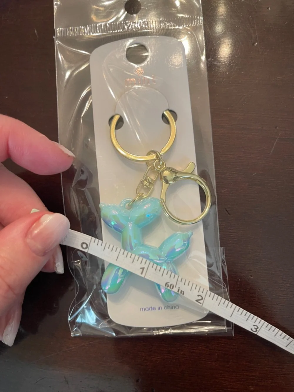 Blue Balloon Dog Keychain purse backpack charm key Holder Charm lobster clasp